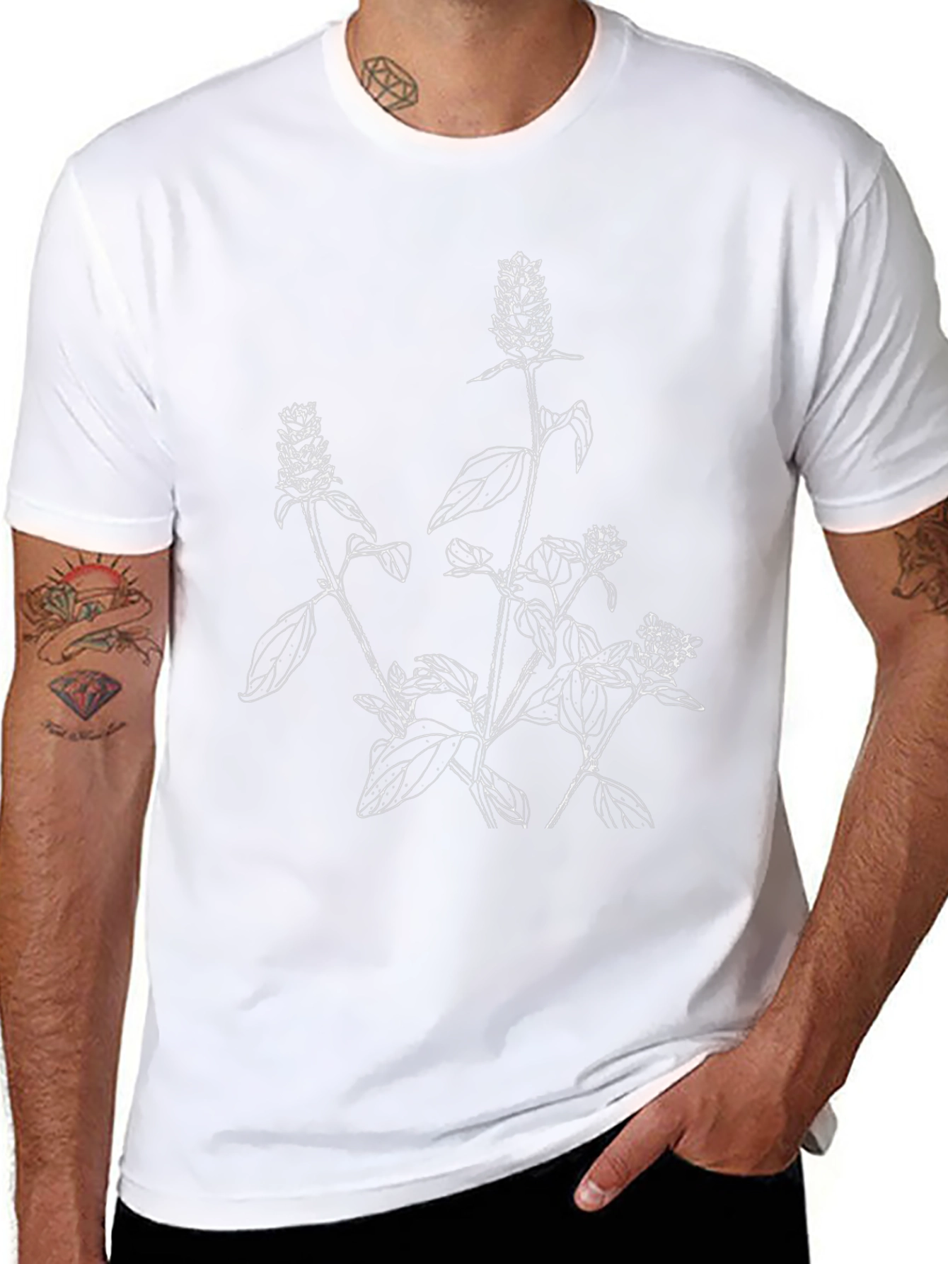 Botanical Print Black T-Shirt - Stylish & Unique