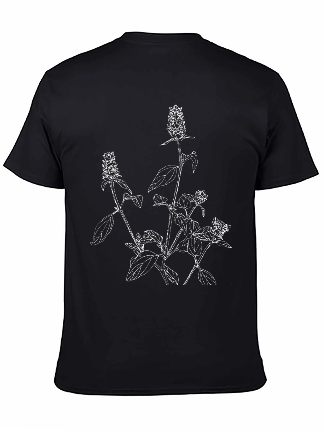 Botanical Print Black T-Shirt - Stylish & Unique