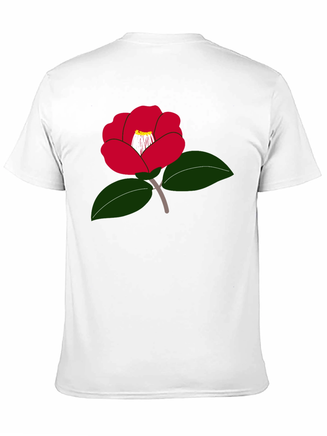 Red Camellia Flower Graphic T-Shirt - Casual Wear