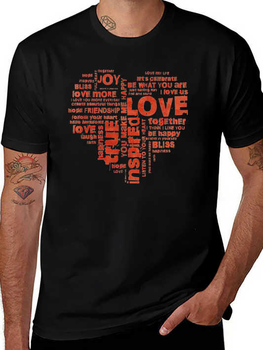 Love Heart Word Art Graphic T-Shirt
