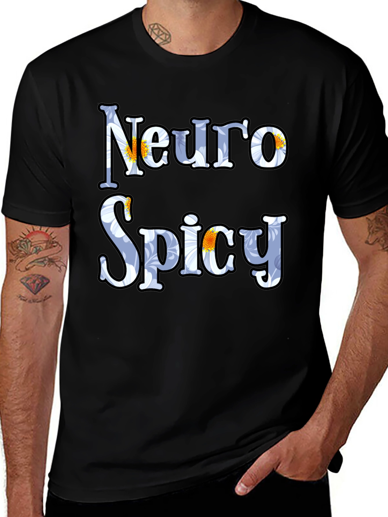 Neuro Spicy Floral T-Shirt - Black