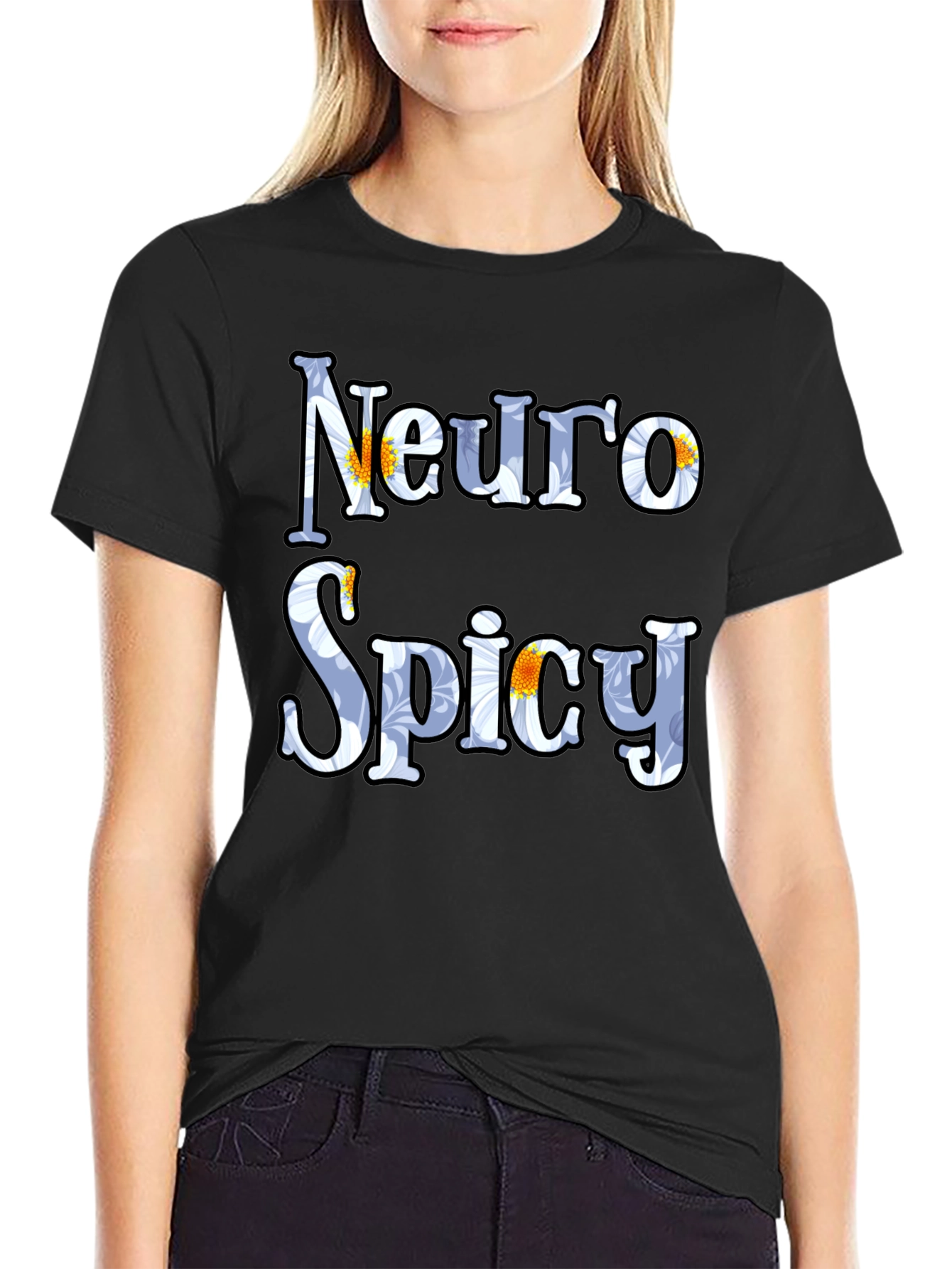 Neuro Spicy Floral T-Shirt - Black