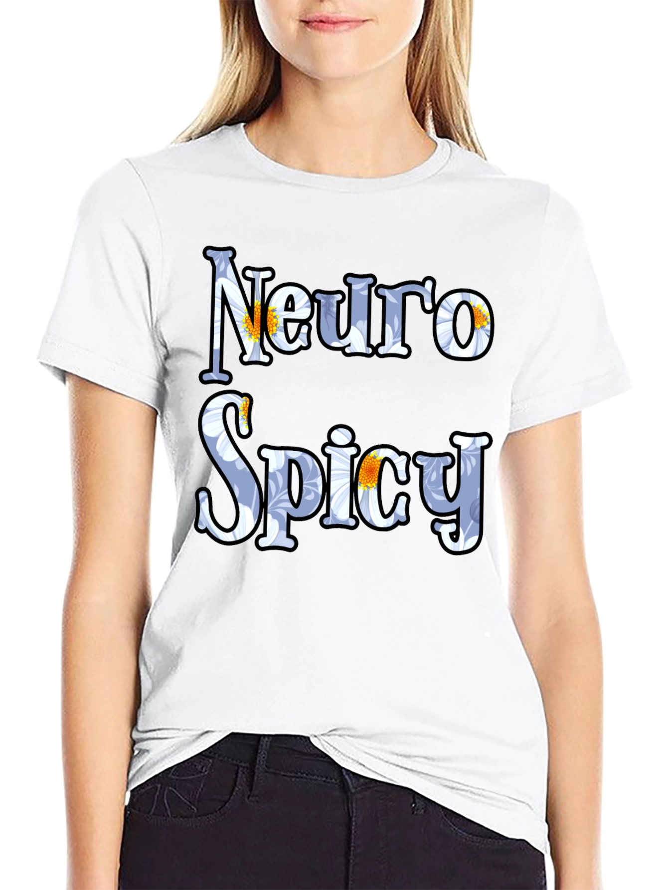 Neuro Spicy Floral T-Shirt - Black
