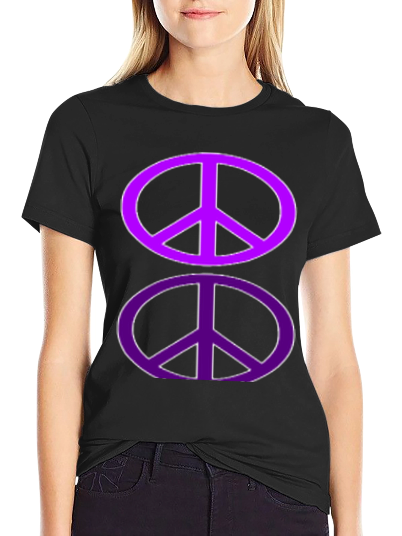 Peace Sign Graphic Tee - Black