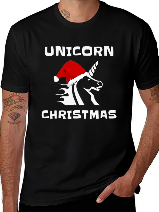 Unicorn Christmas Graphic Tee - Holiday Apparel