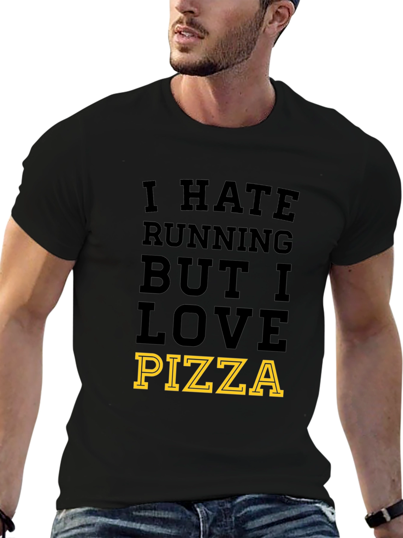 I Hate Running But I Love Pizza Mens T-Shirt