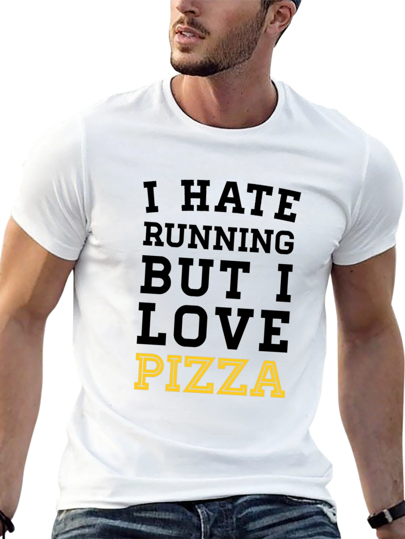I Hate Running But I Love Pizza Mens T-Shirt
