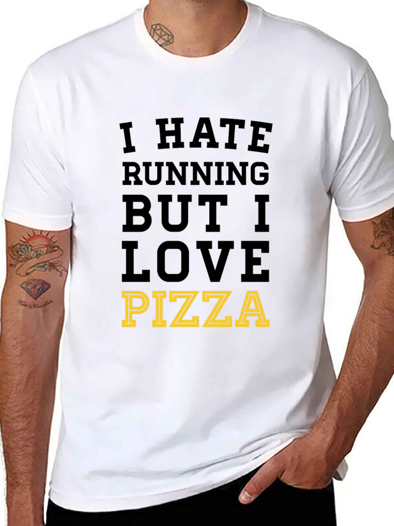 I Hate Running But I Love Pizza Mens T-Shirt