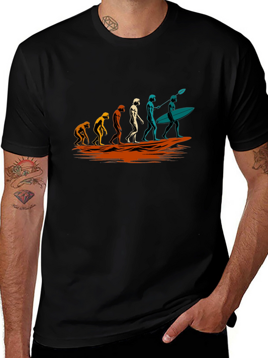 Evolution of Surfing Black T-Shirt
