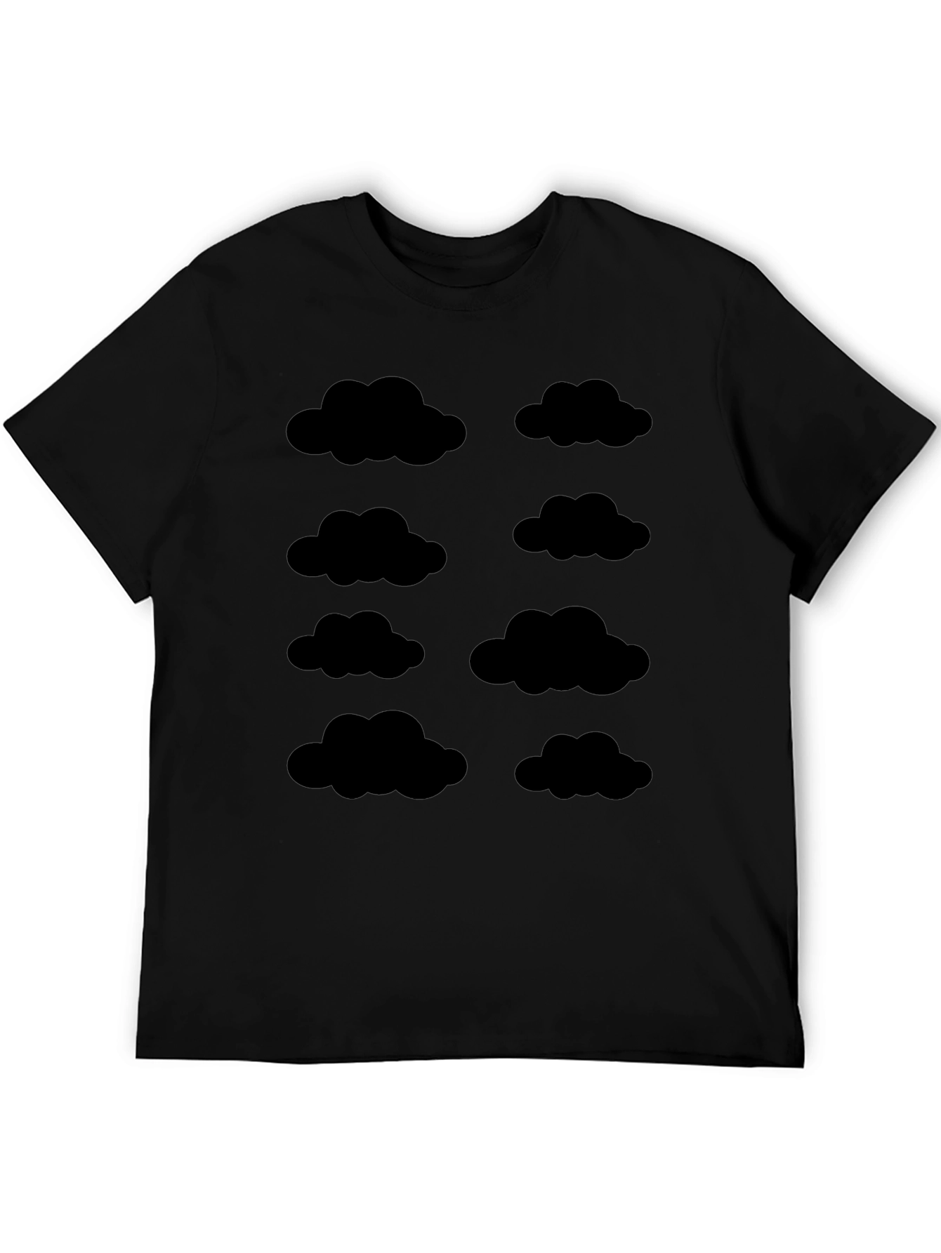 Cloud Pattern Black T-Shirt - Weather Inspired Design