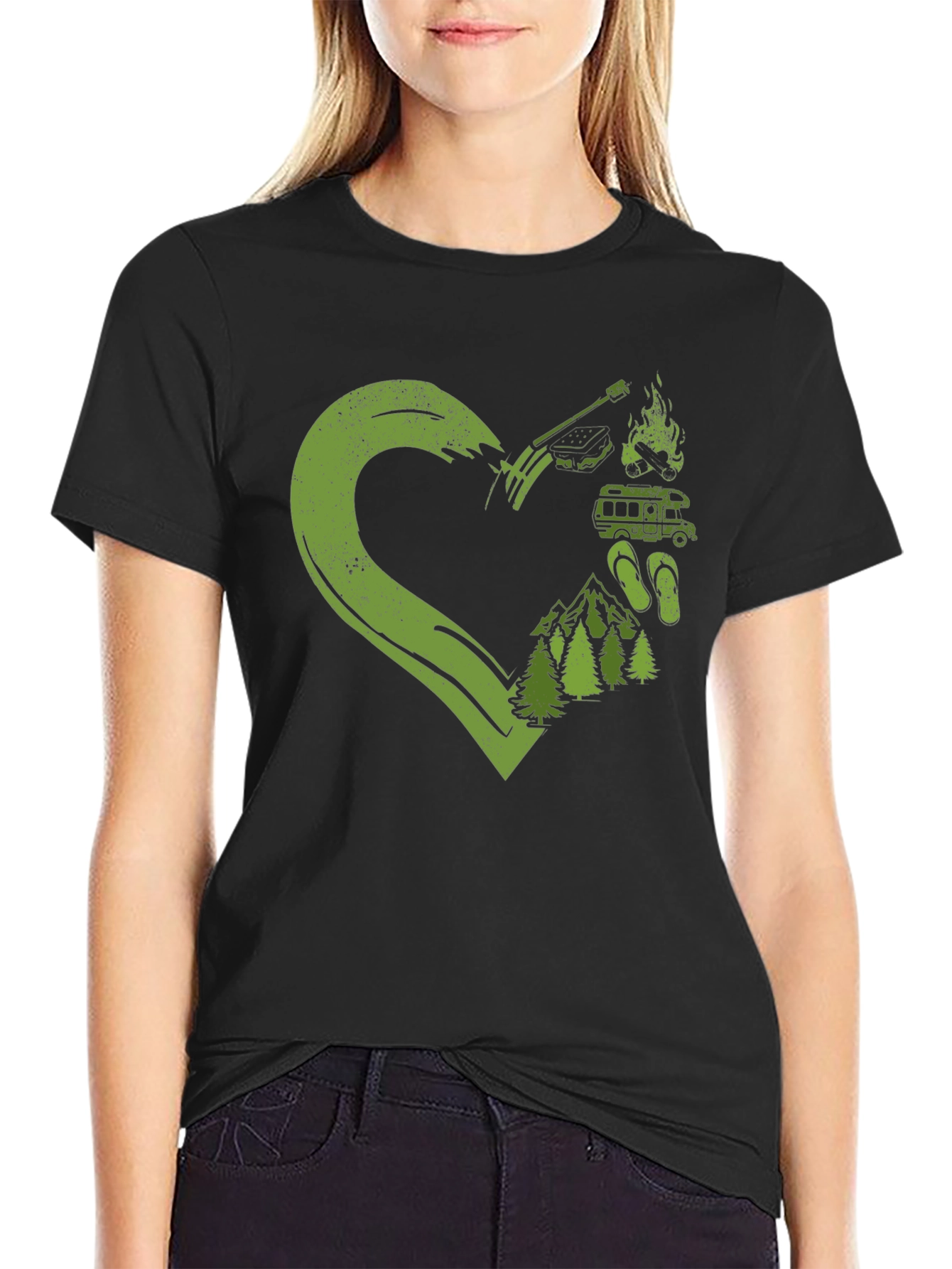 Camping Lovers Heart Graphic T-Shirt