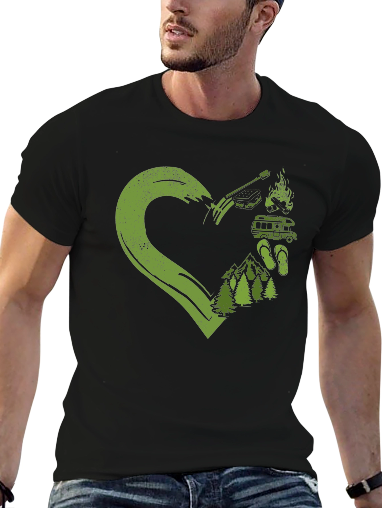 Camping Lovers Heart Graphic T-Shirt