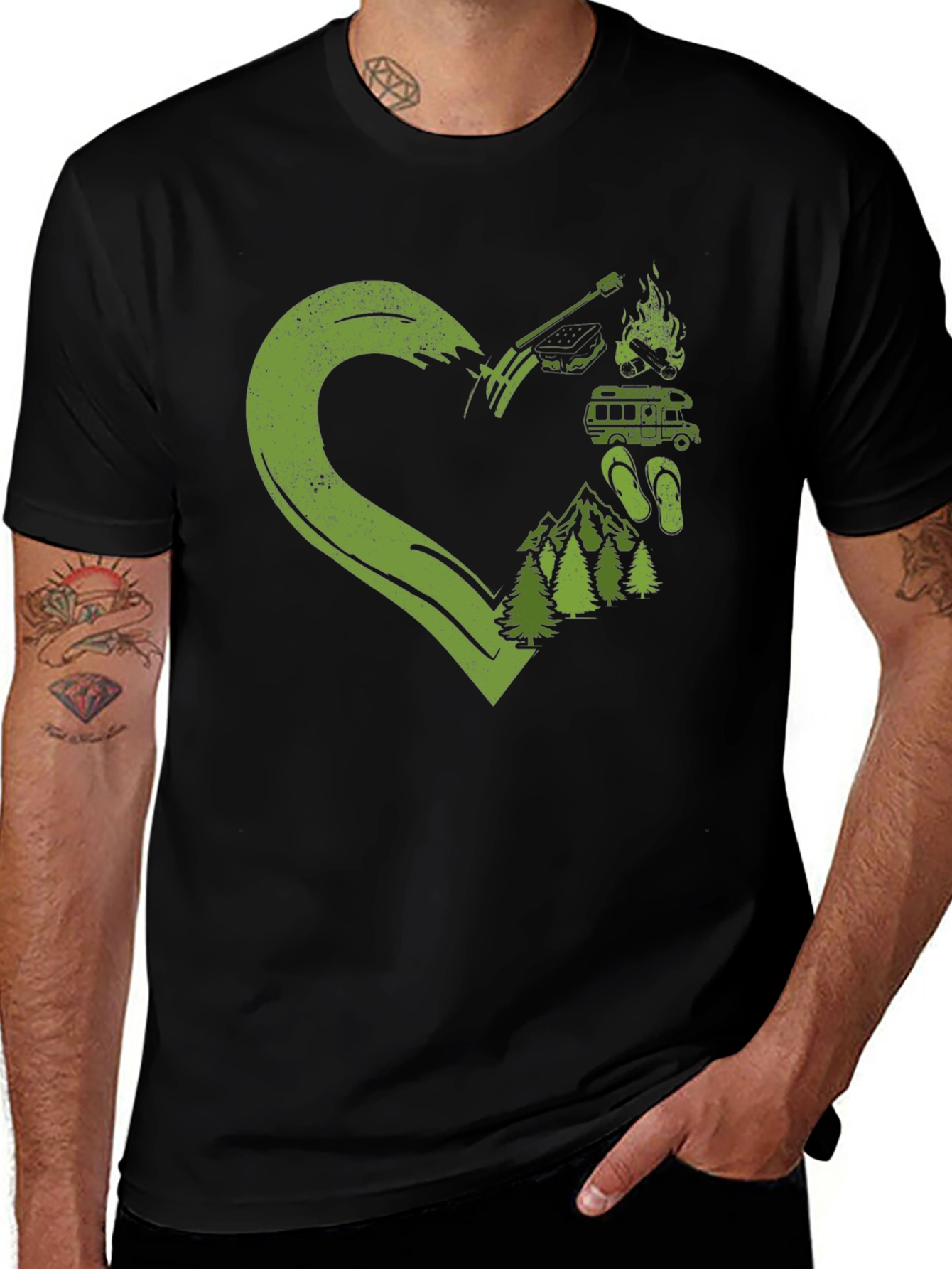 Camping Lovers Heart Graphic T-Shirt