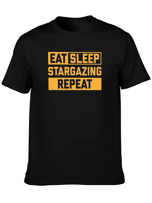 Eat Sleep Stargazing Repeat Black T-Shirt