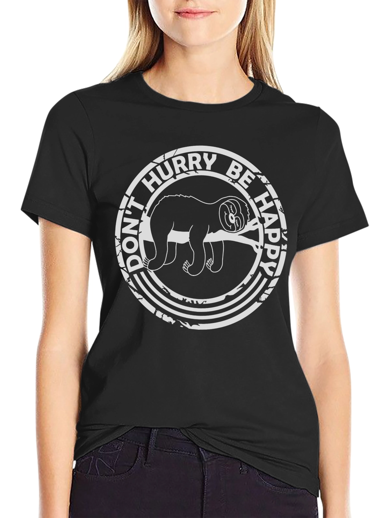 Dont Hurry Be Happy Sloth Graphic Tee