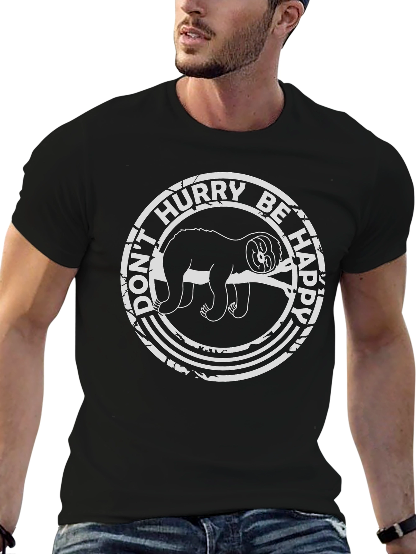 Dont Hurry Be Happy Sloth Graphic Tee