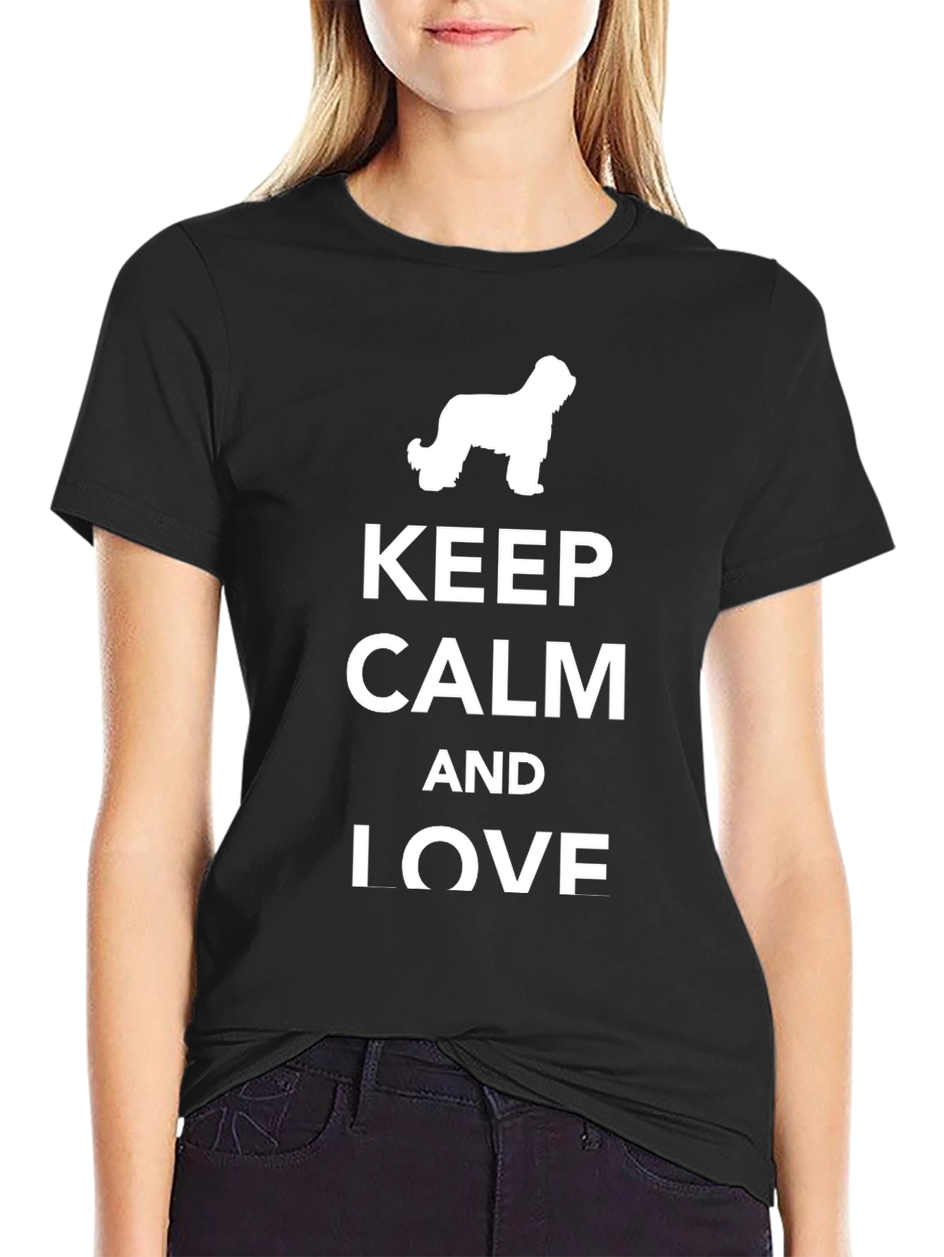 Keep Calm & Love T-Shirt - Black Crew Neck