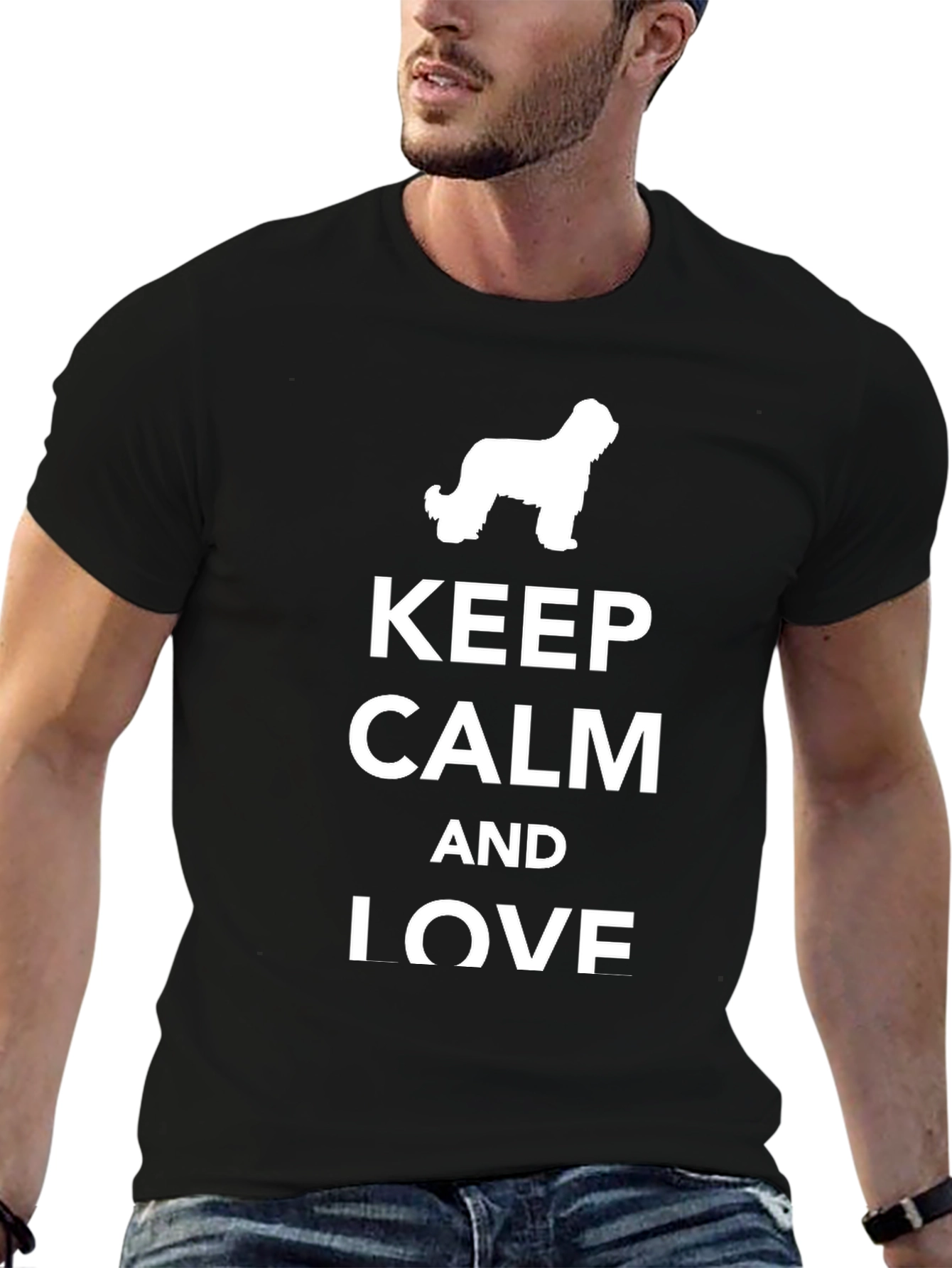 Keep Calm & Love T-Shirt - Black Crew Neck