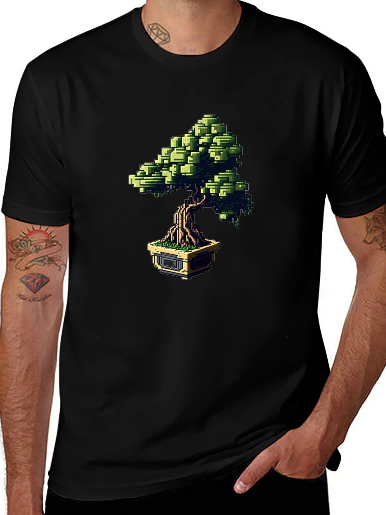 Pixel Bonsai Black T-Shirt