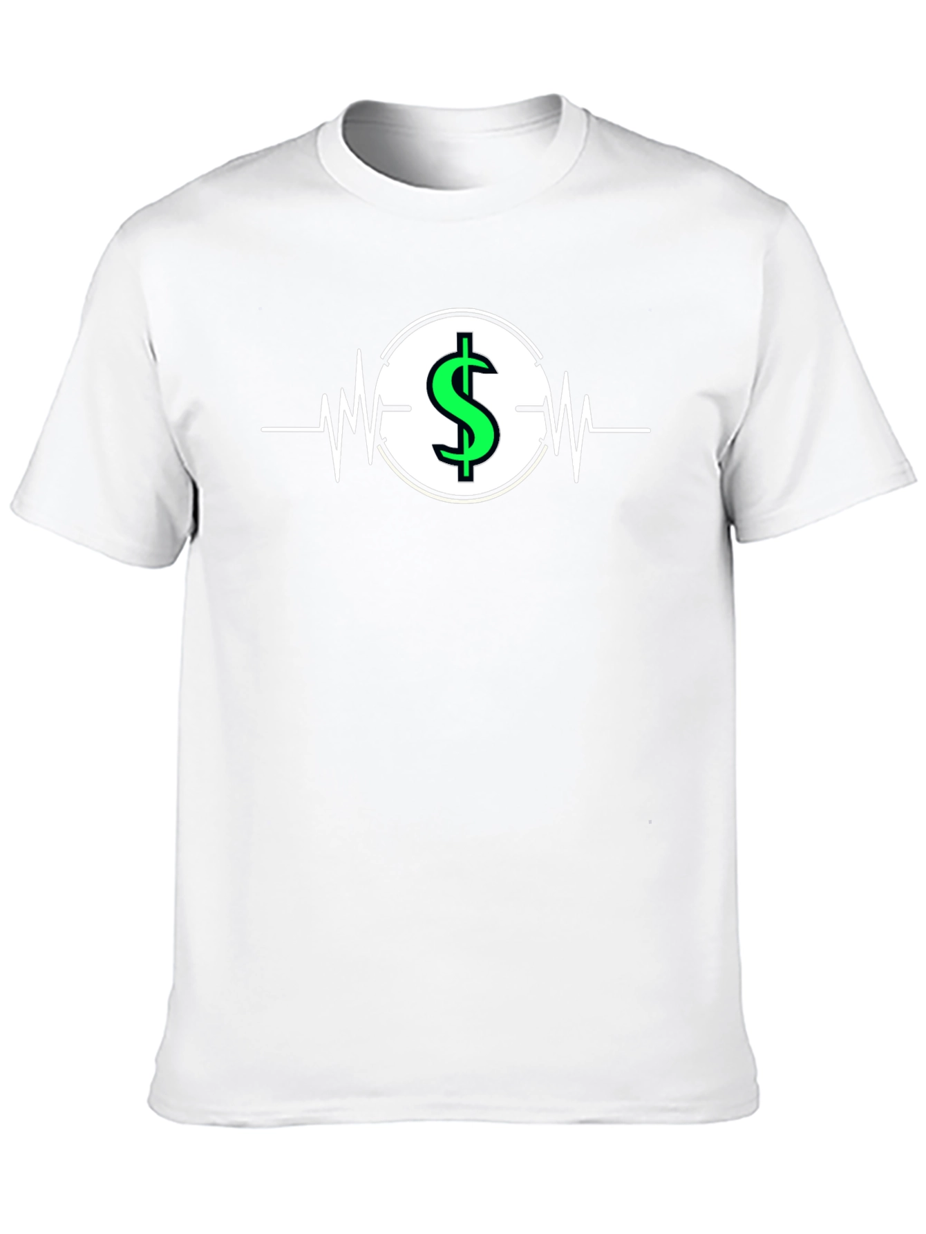 Dollar Sign Heartbeat Graphic T-Shirt - Black