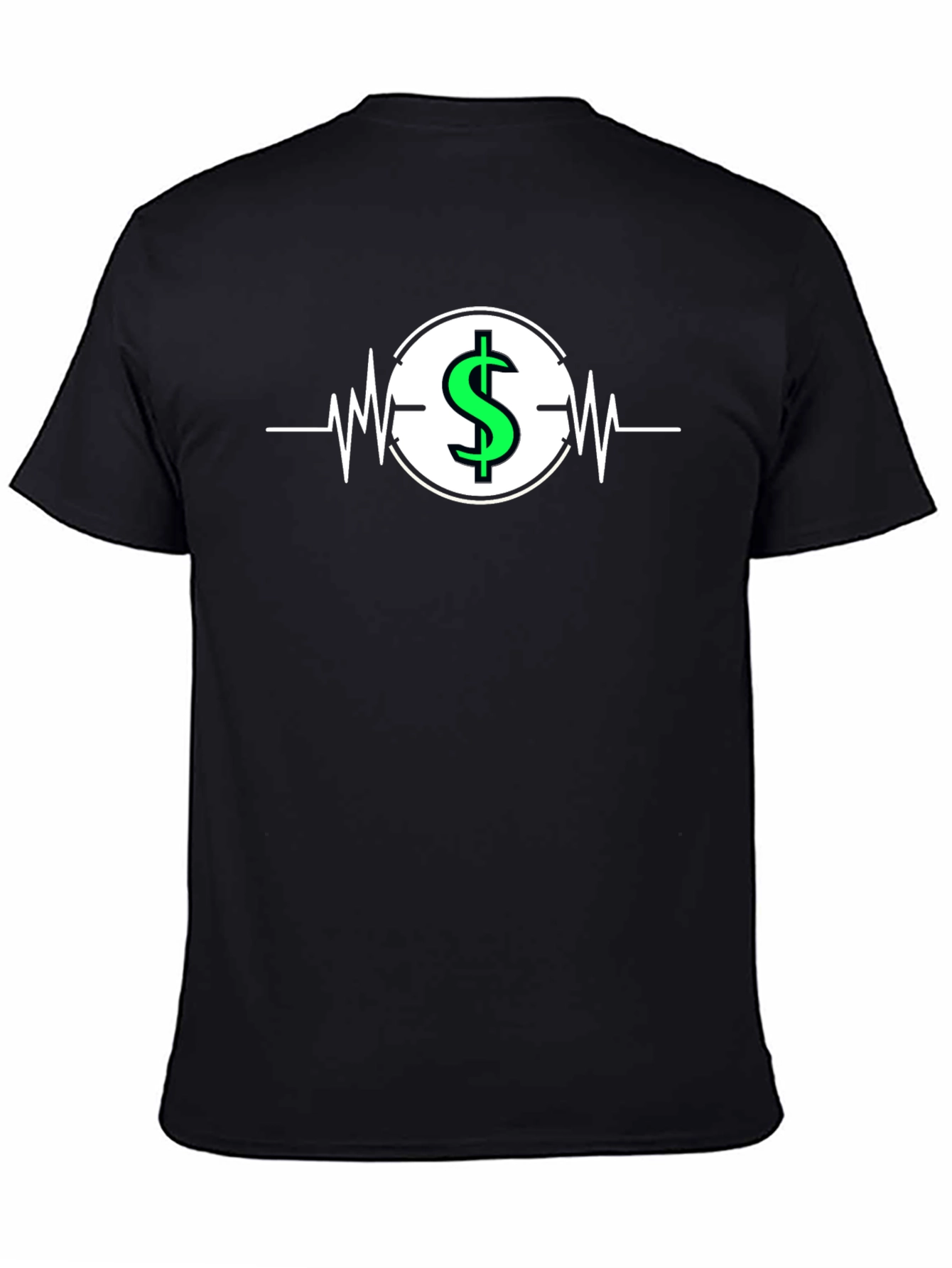 Dollar Sign Heartbeat Graphic T-Shirt - Black