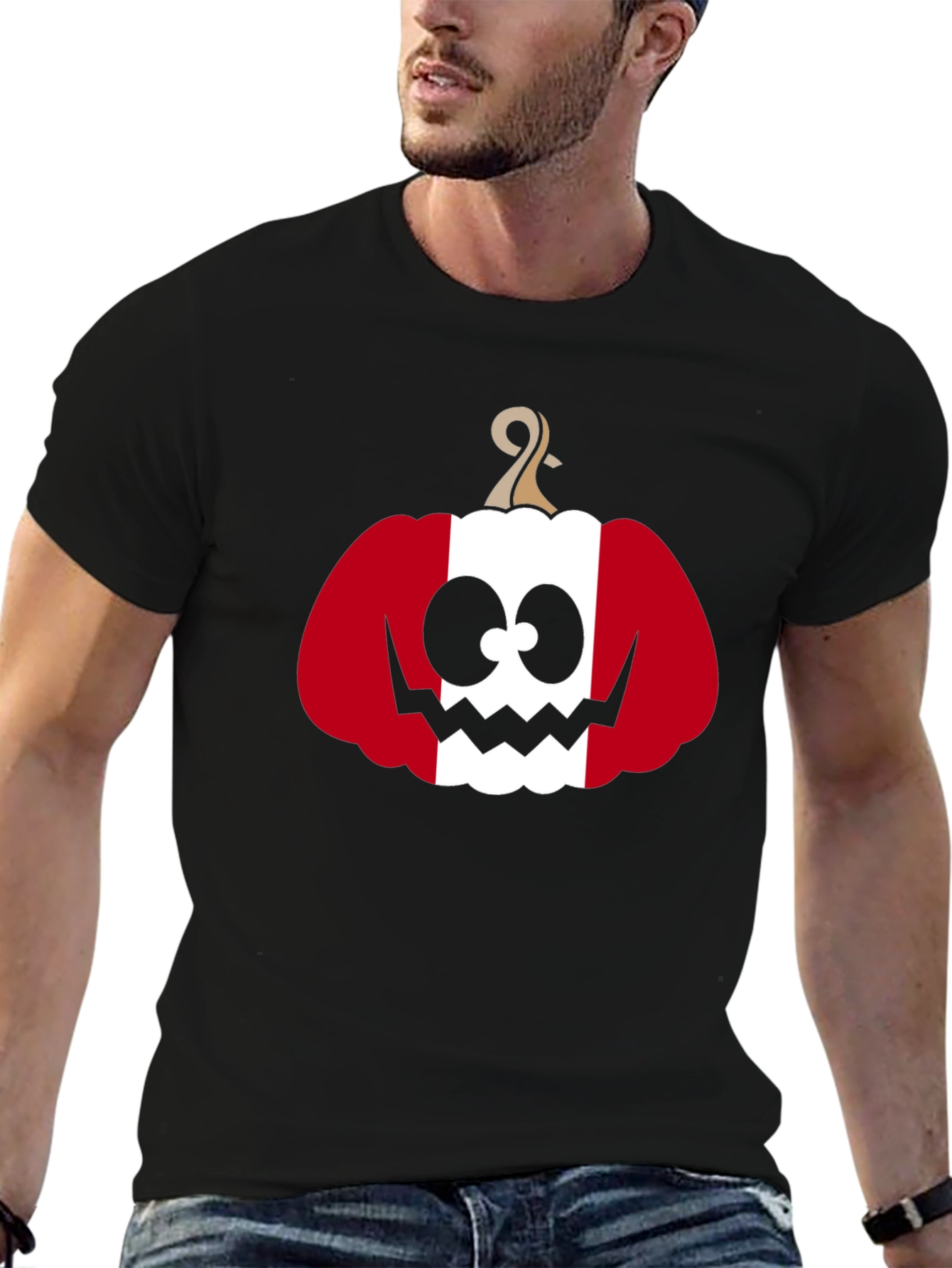 Halloween Peruvian Pumpkin Mens Black T-shirt