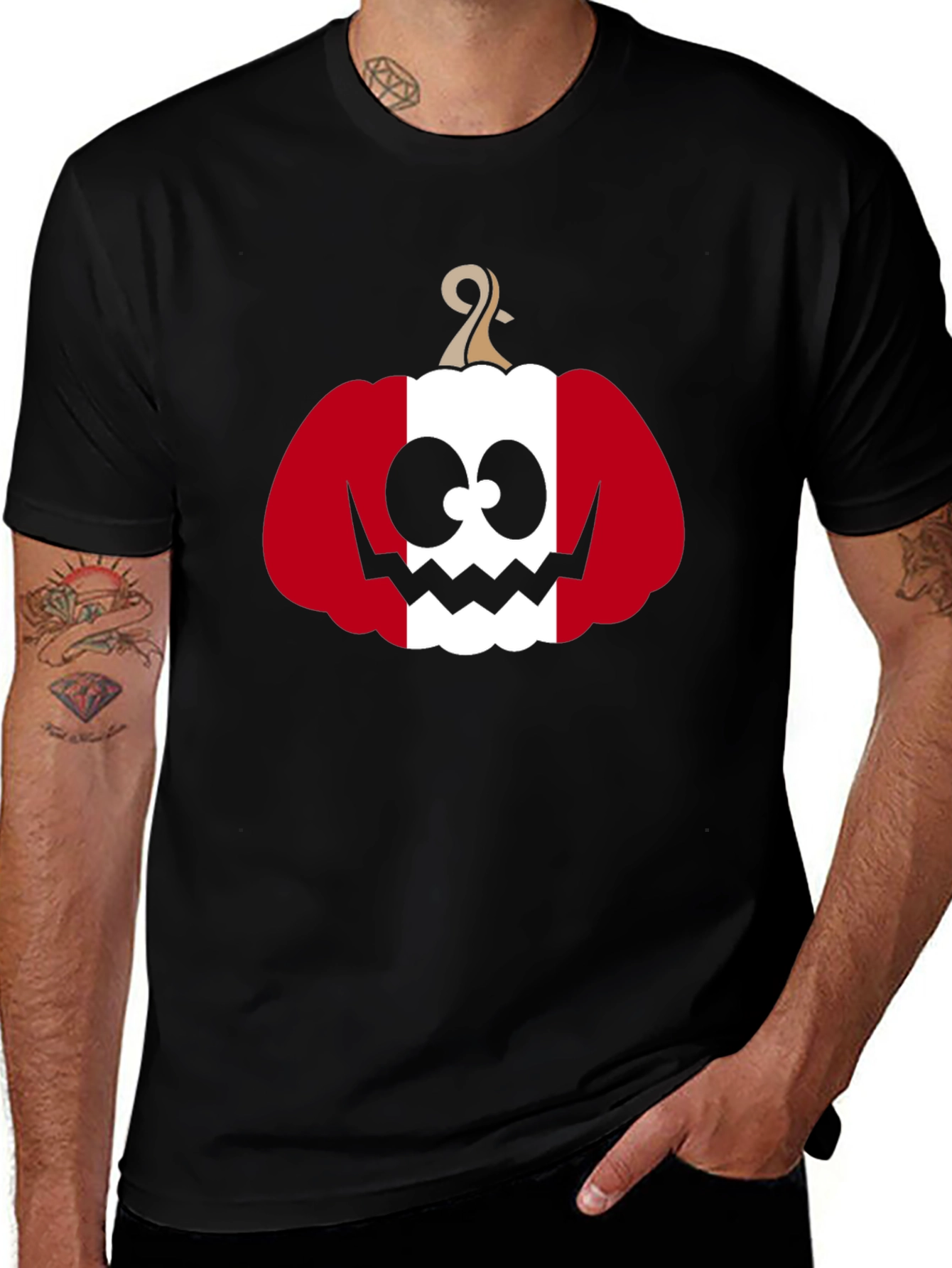 Halloween Peruvian Pumpkin Mens Black T-shirt