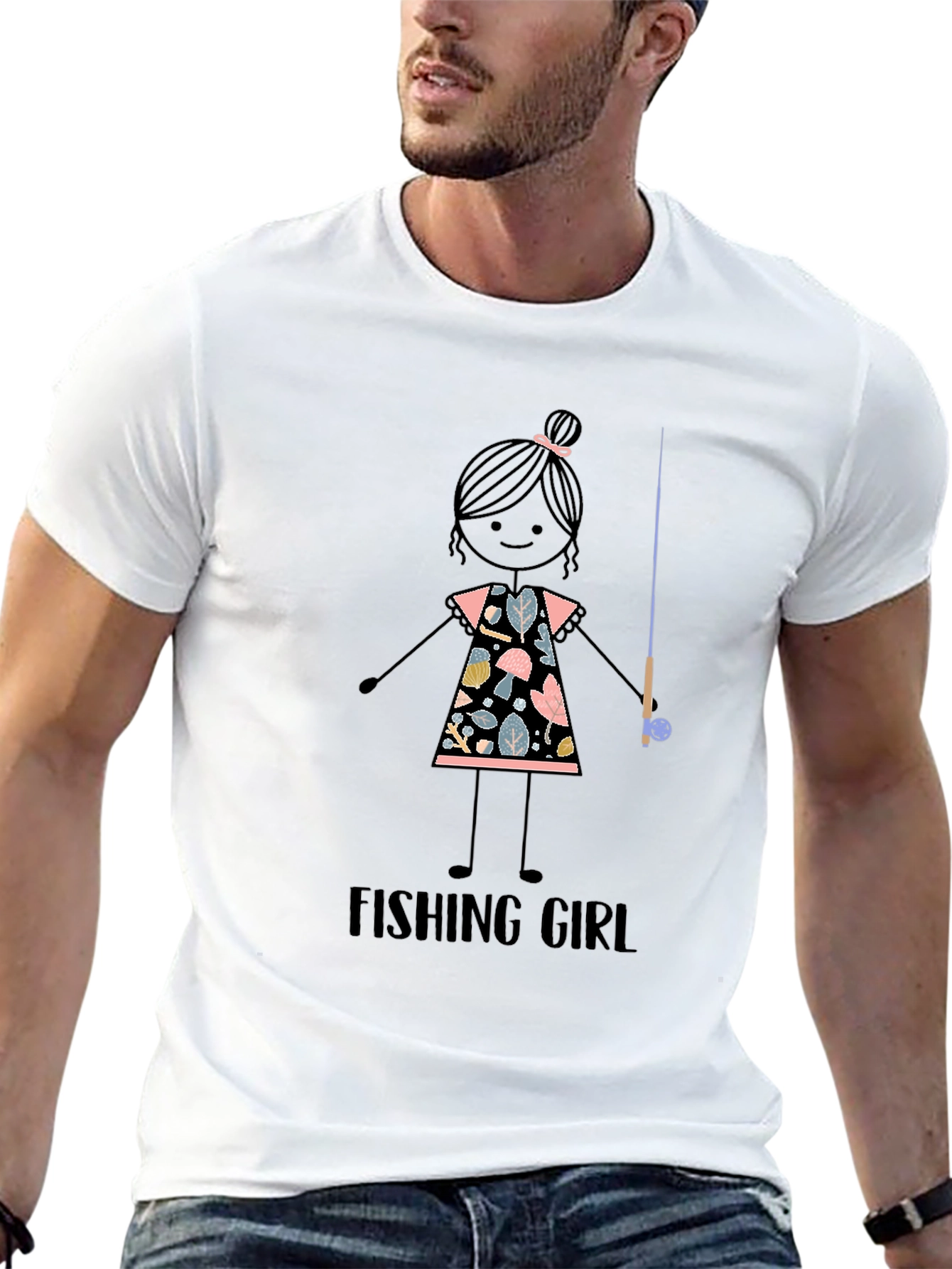 Fishing Girl Graphic Tee - Stylish Angler T-Shirt