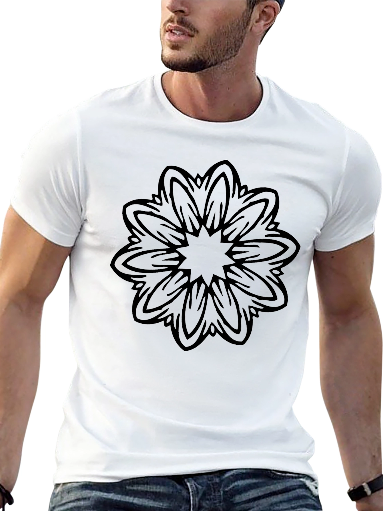 Black Mandala Graphic Tee - Mens Casual Fashion