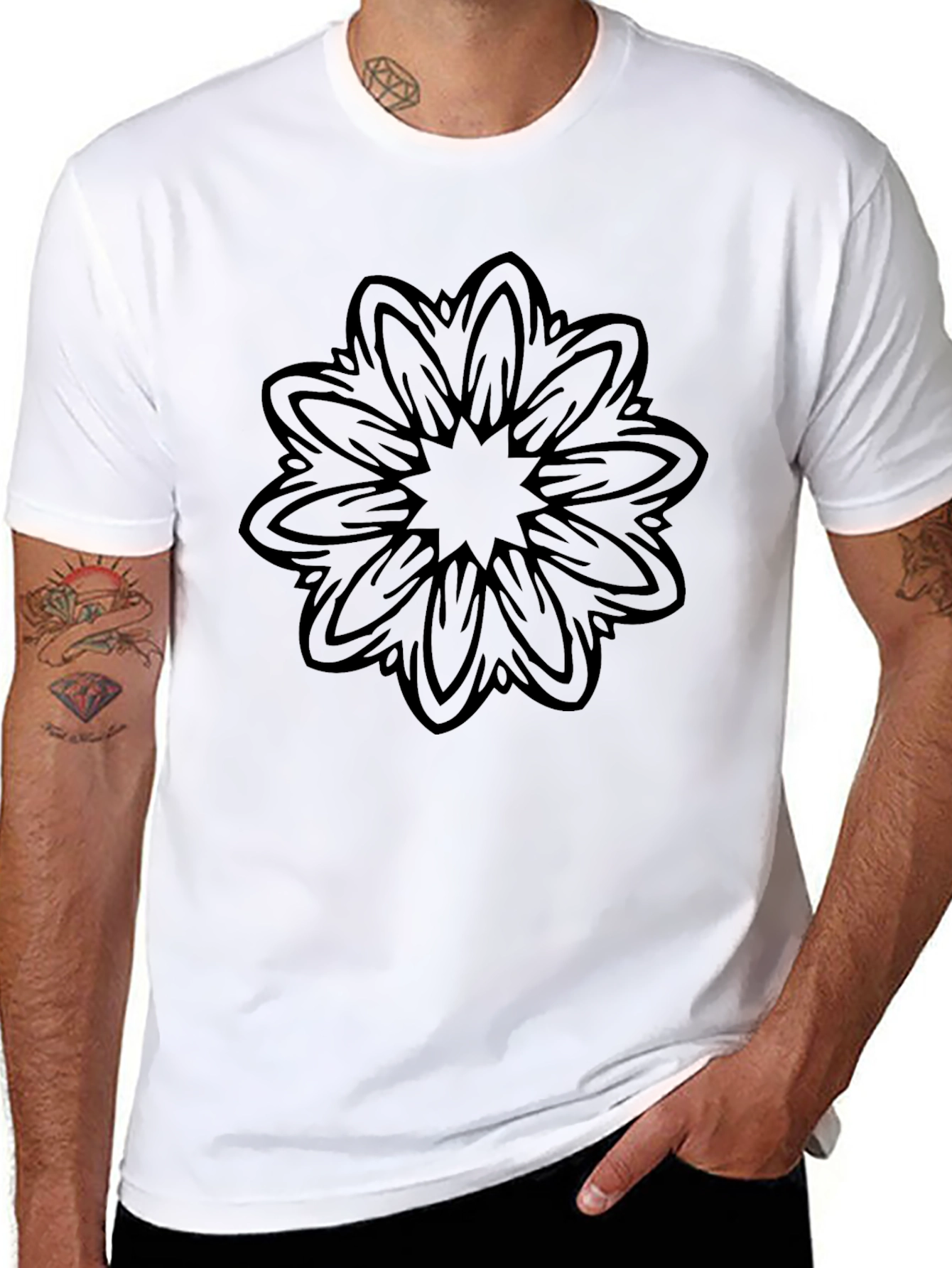 Black Mandala Graphic Tee - Mens Casual Fashion