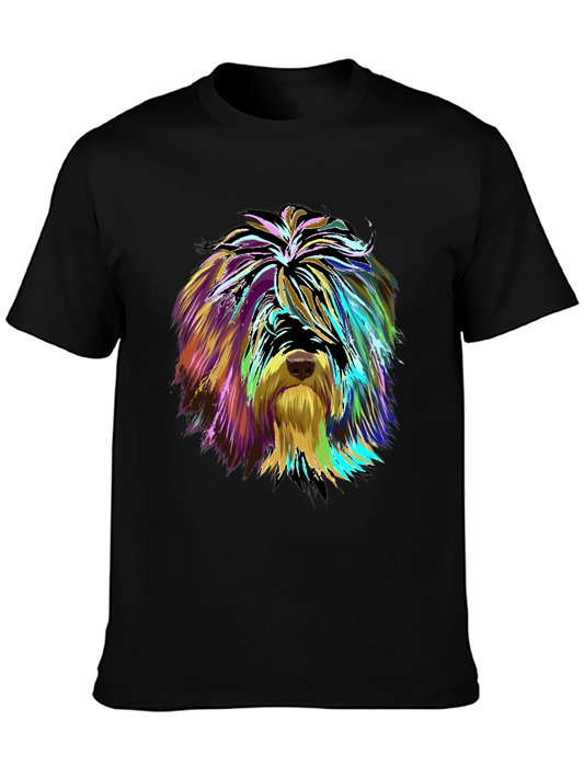 Vibrant Dog Art Graphic Tee - Unisex Black T-Shirt