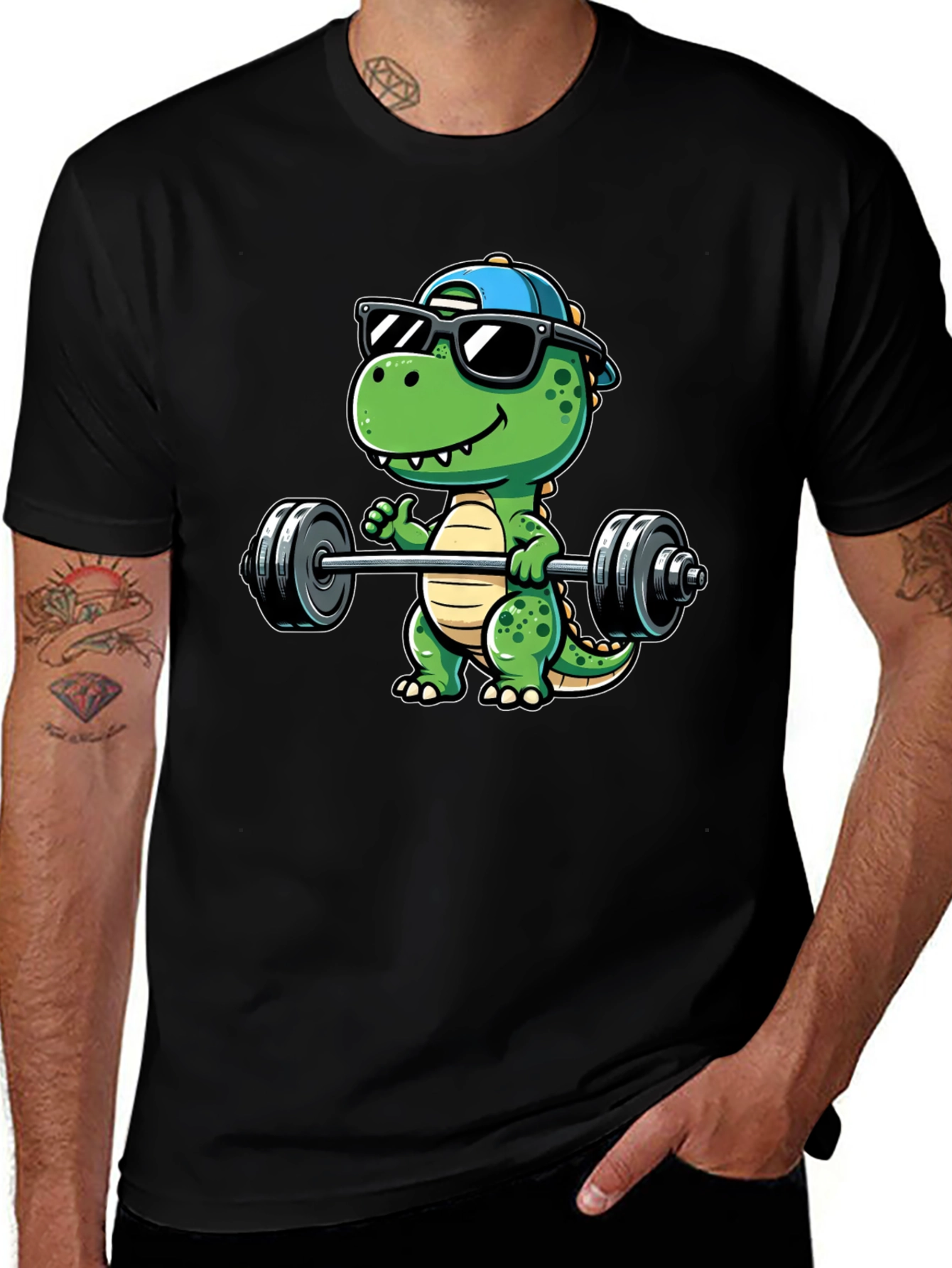 Dino Lifting T-Shirt - Gym Ready Dinosaur
