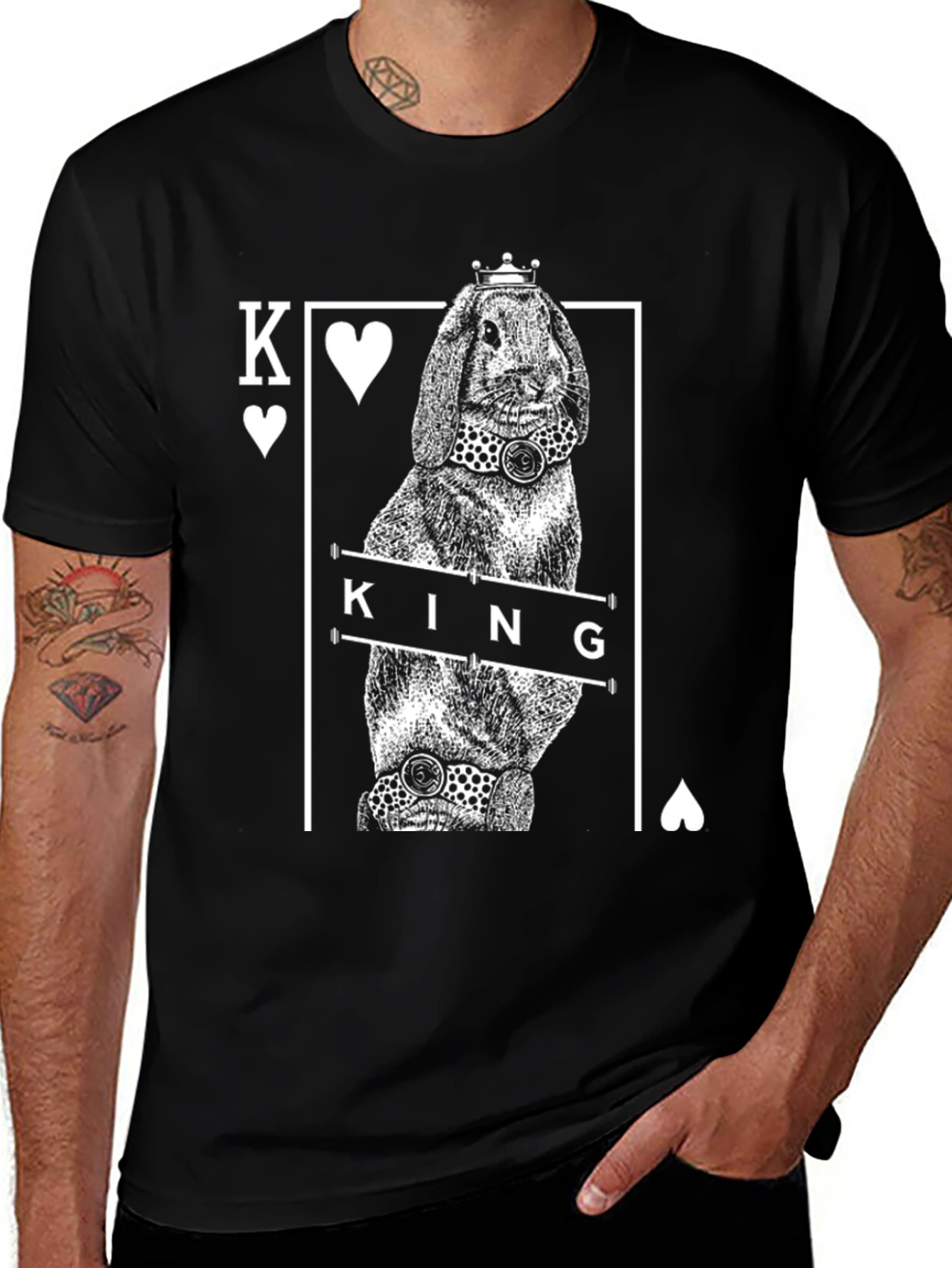 King Rabbit T-Shirt - Playing Card Design