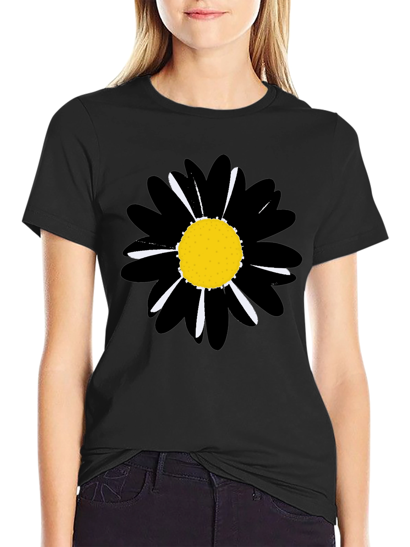Black Daisy Graphic Tee - Stylish Unisex T-Shirt
