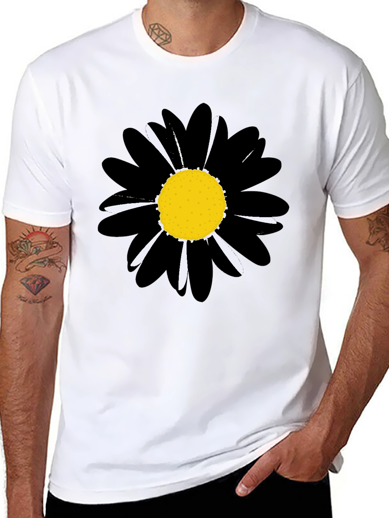 Black Daisy Graphic Tee - Stylish Unisex T-Shirt