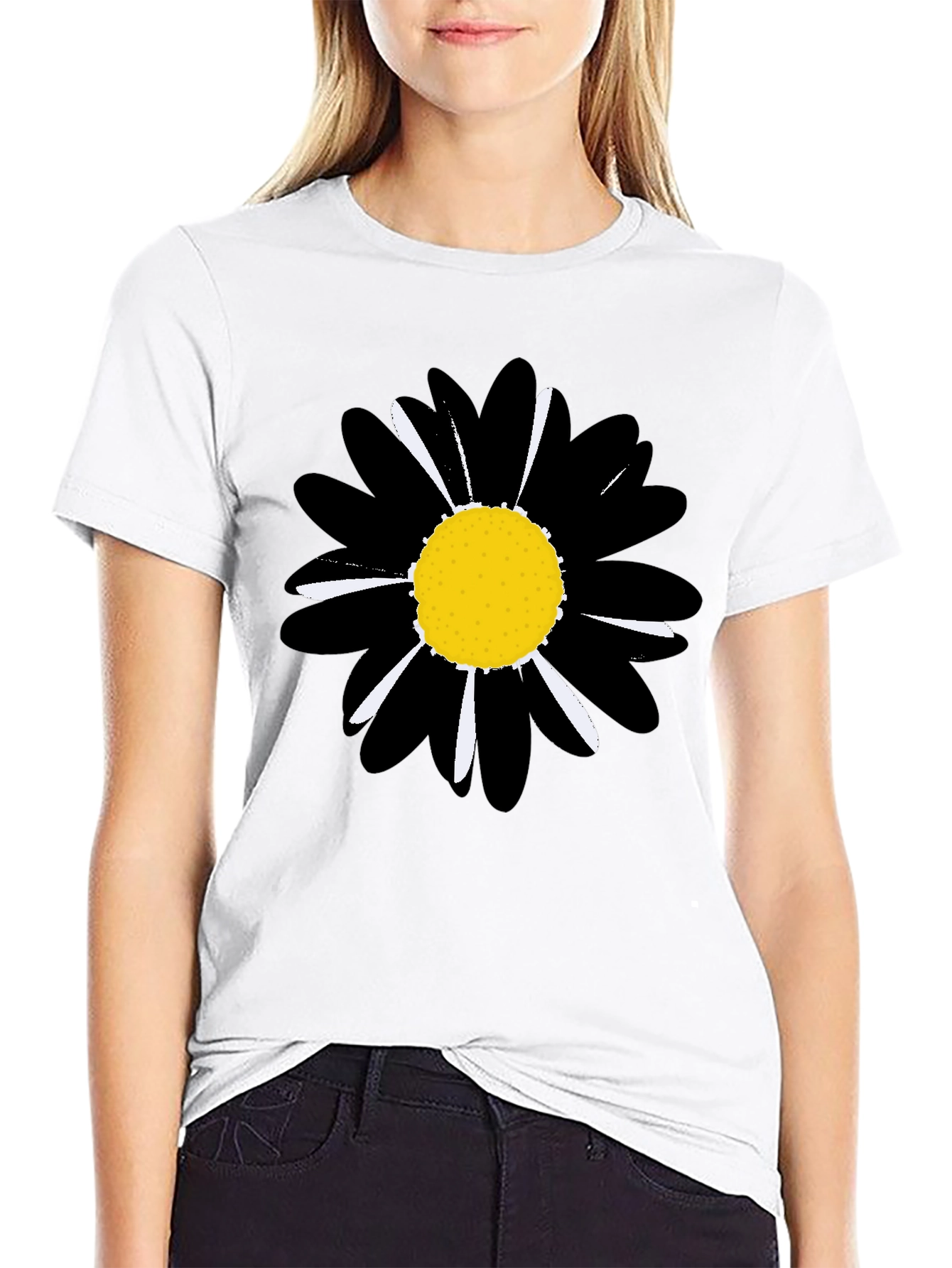 Black Daisy Graphic Tee - Stylish Unisex T-Shirt