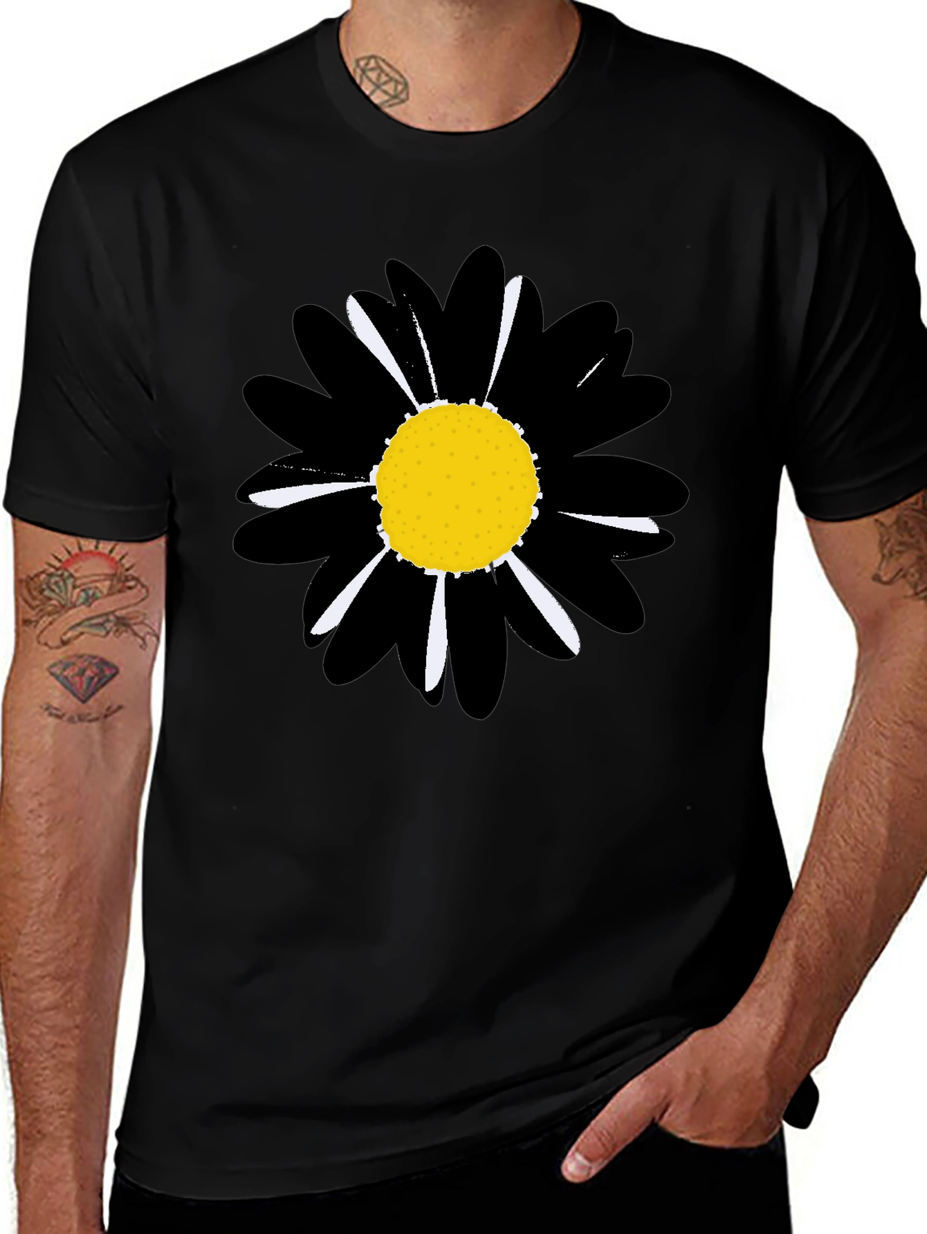 Black Daisy Graphic Tee - Stylish Unisex T-Shirt