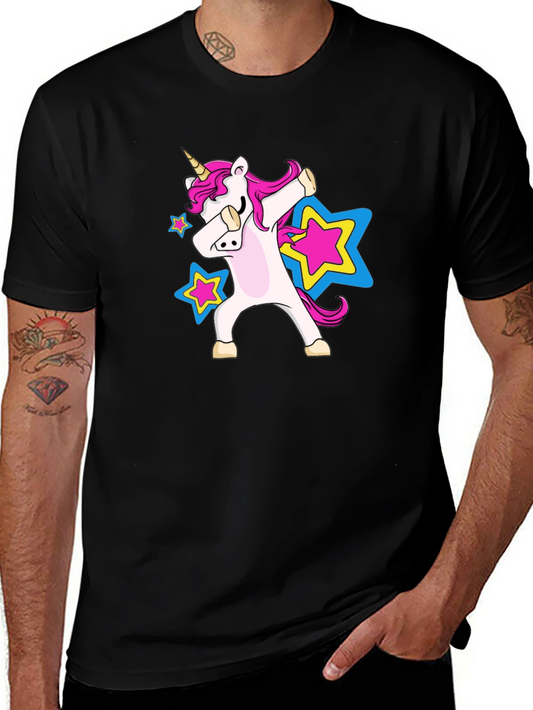 Dabbing Unicorn Star Black T-Shirt
