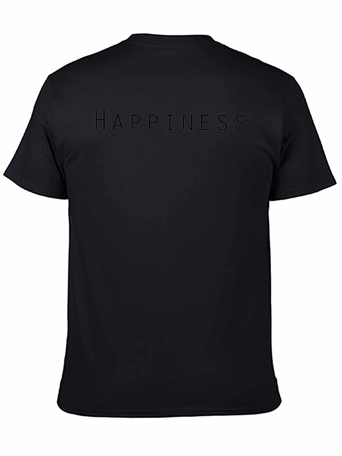 Happiness Black T-Shirt Minimalist Style