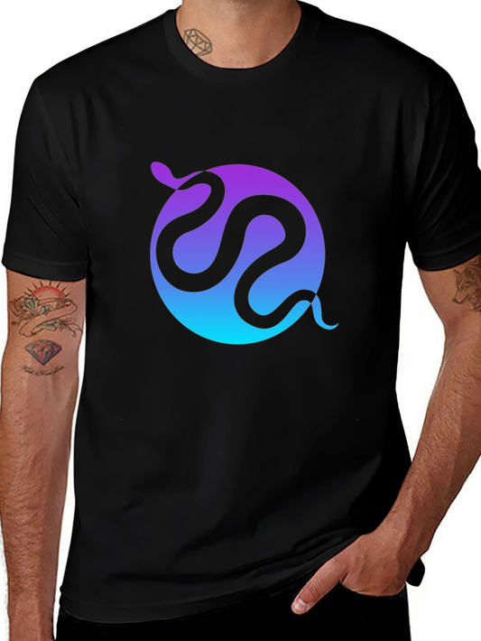 Gradient Snake Graphic Black T-Shirt
