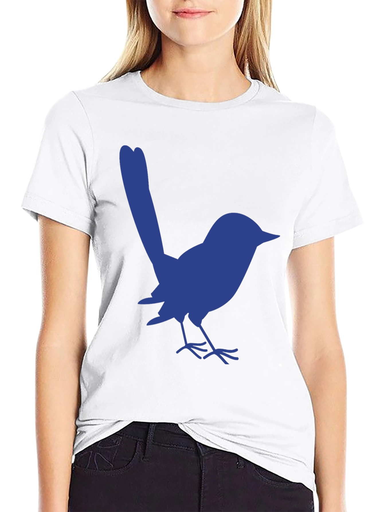 Blue Bird Graphic Tee - Casual Black T-Shirt