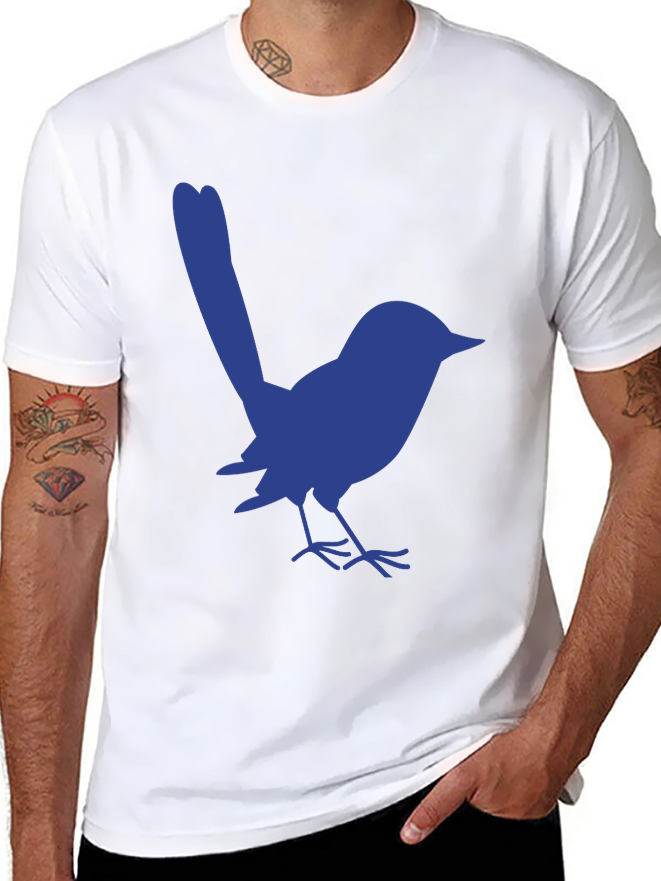 Blue Bird Graphic Tee - Casual Black T-Shirt