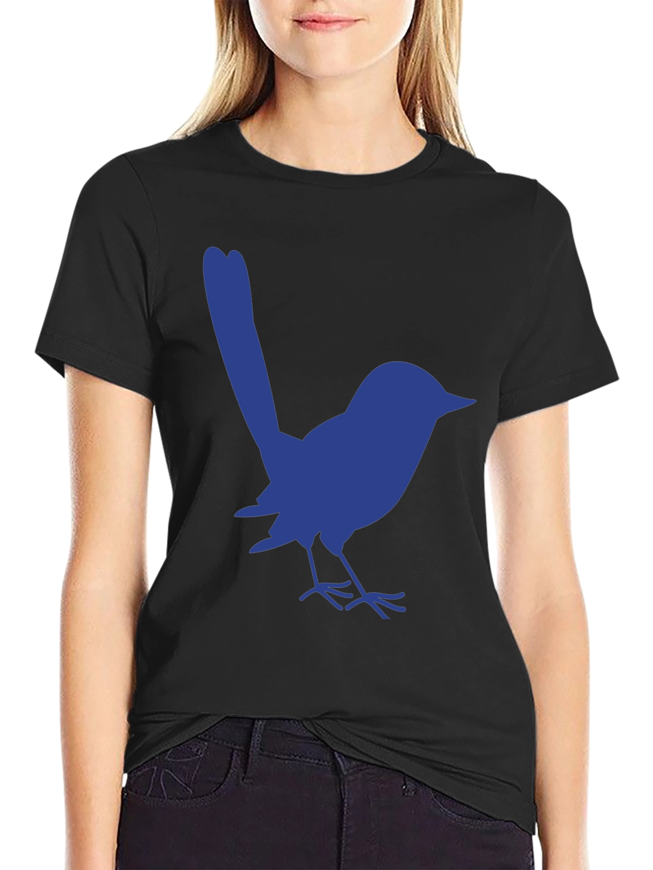 Blue Bird Graphic Tee - Casual Black T-Shirt