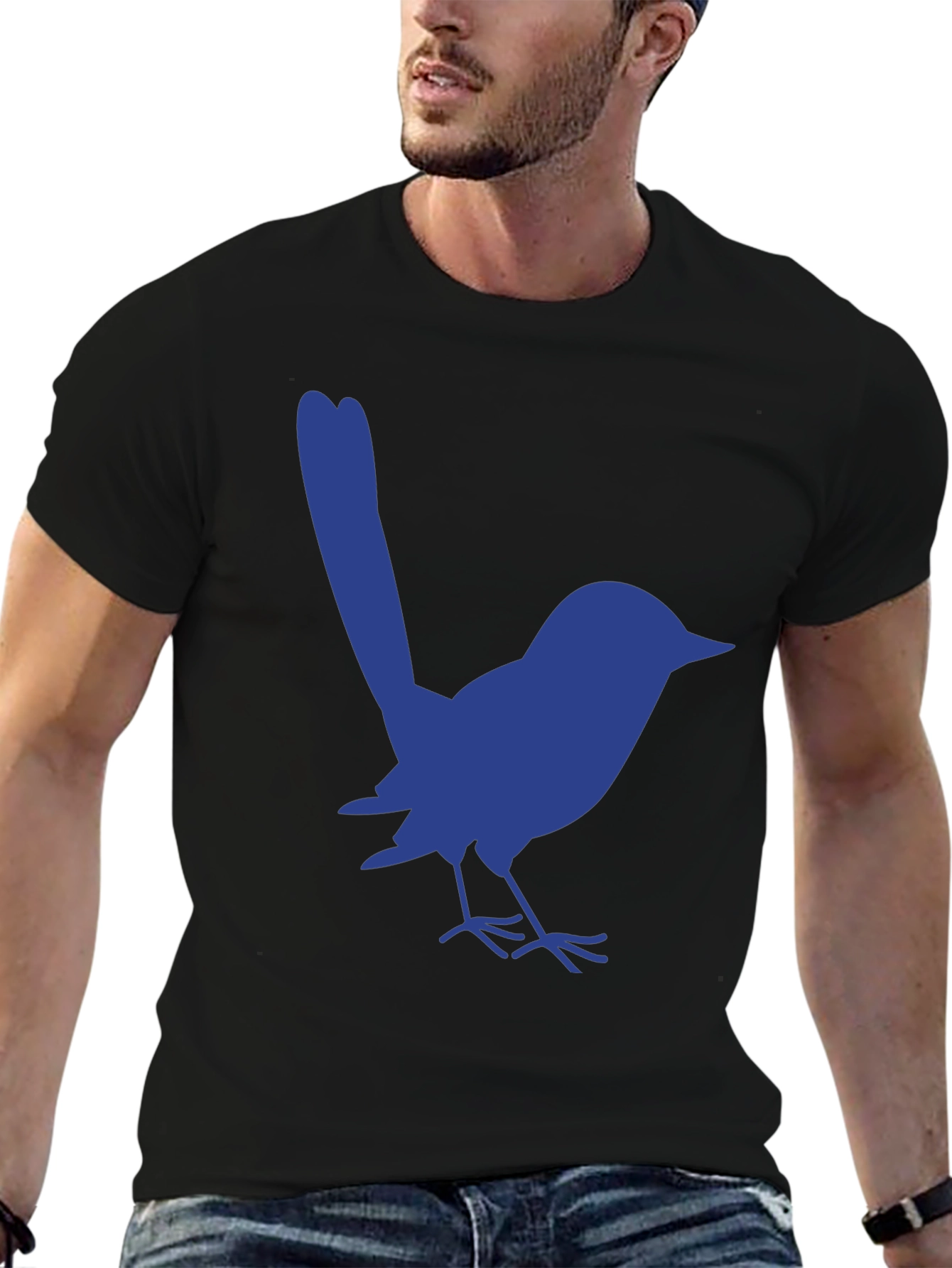 Blue Bird Graphic Tee - Casual Black T-Shirt