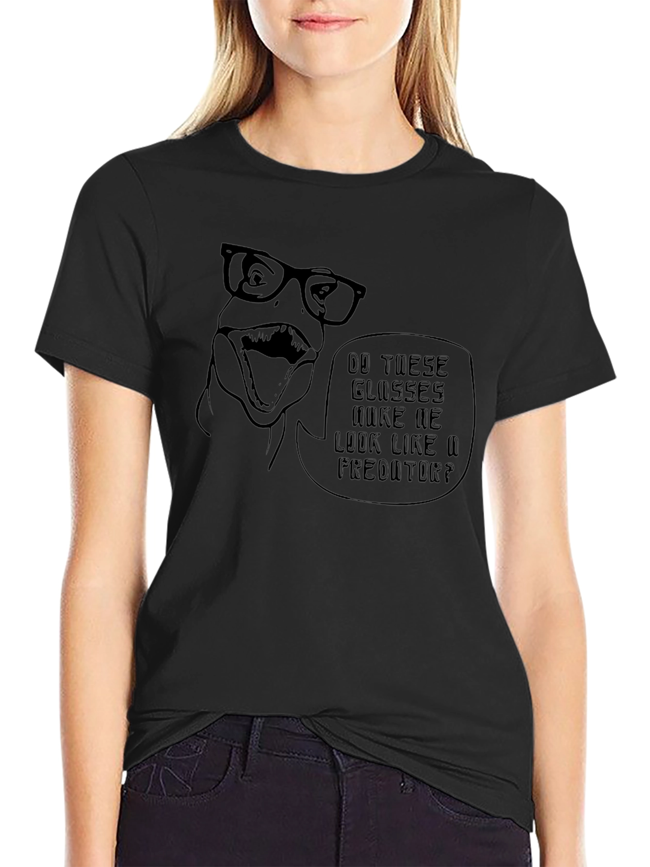 Dino Glasses Predator T-Shirt - Black Cotton Tee