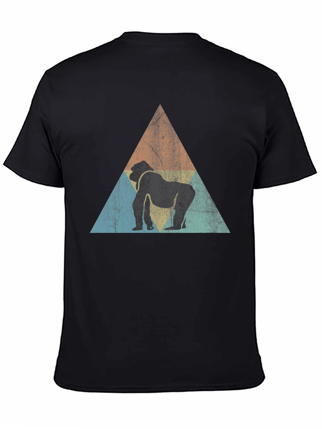 Retro Gorilla Triangle Graphic Tee - Black