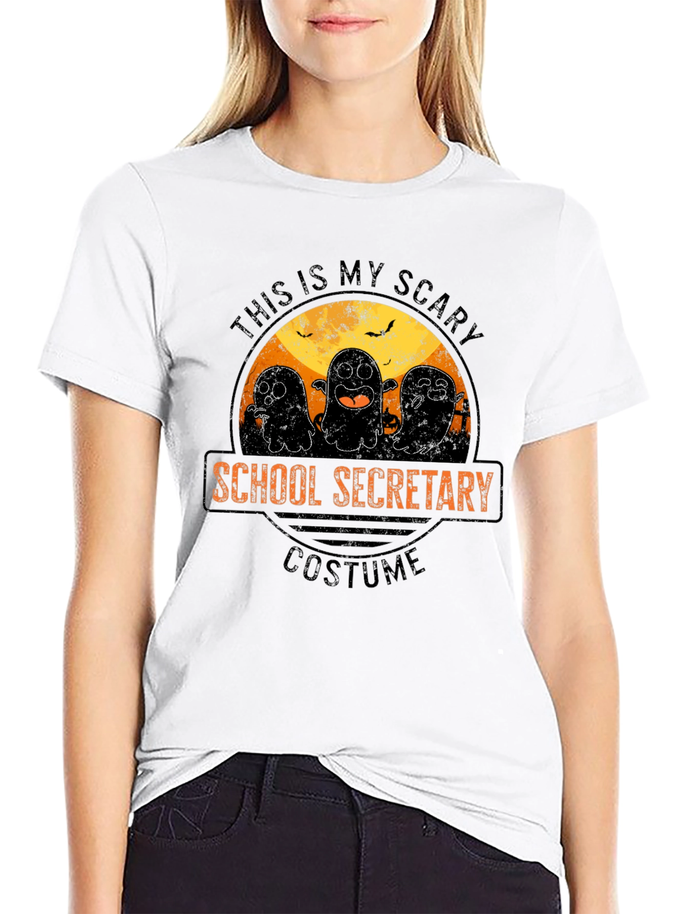 Scary School Secretary Costume Halloween Ghost T-Shirt