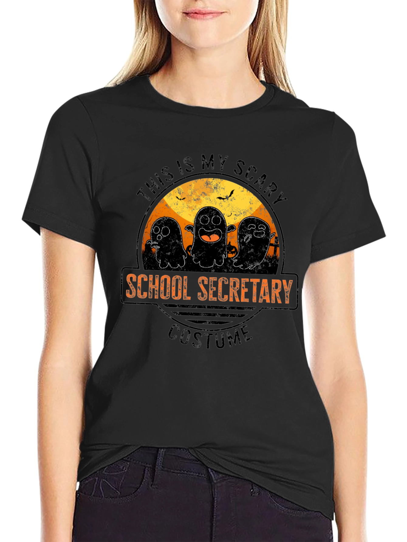 Scary School Secretary Costume Halloween Ghost T-Shirt