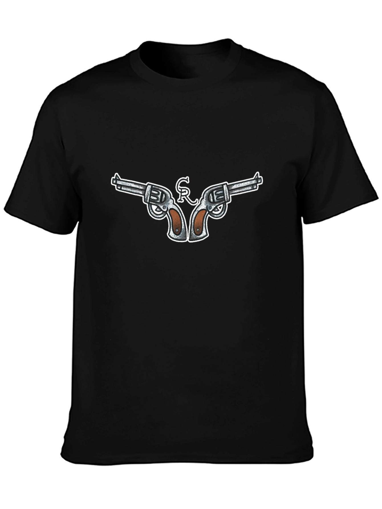 Cool Gun Design Black T-Shirt