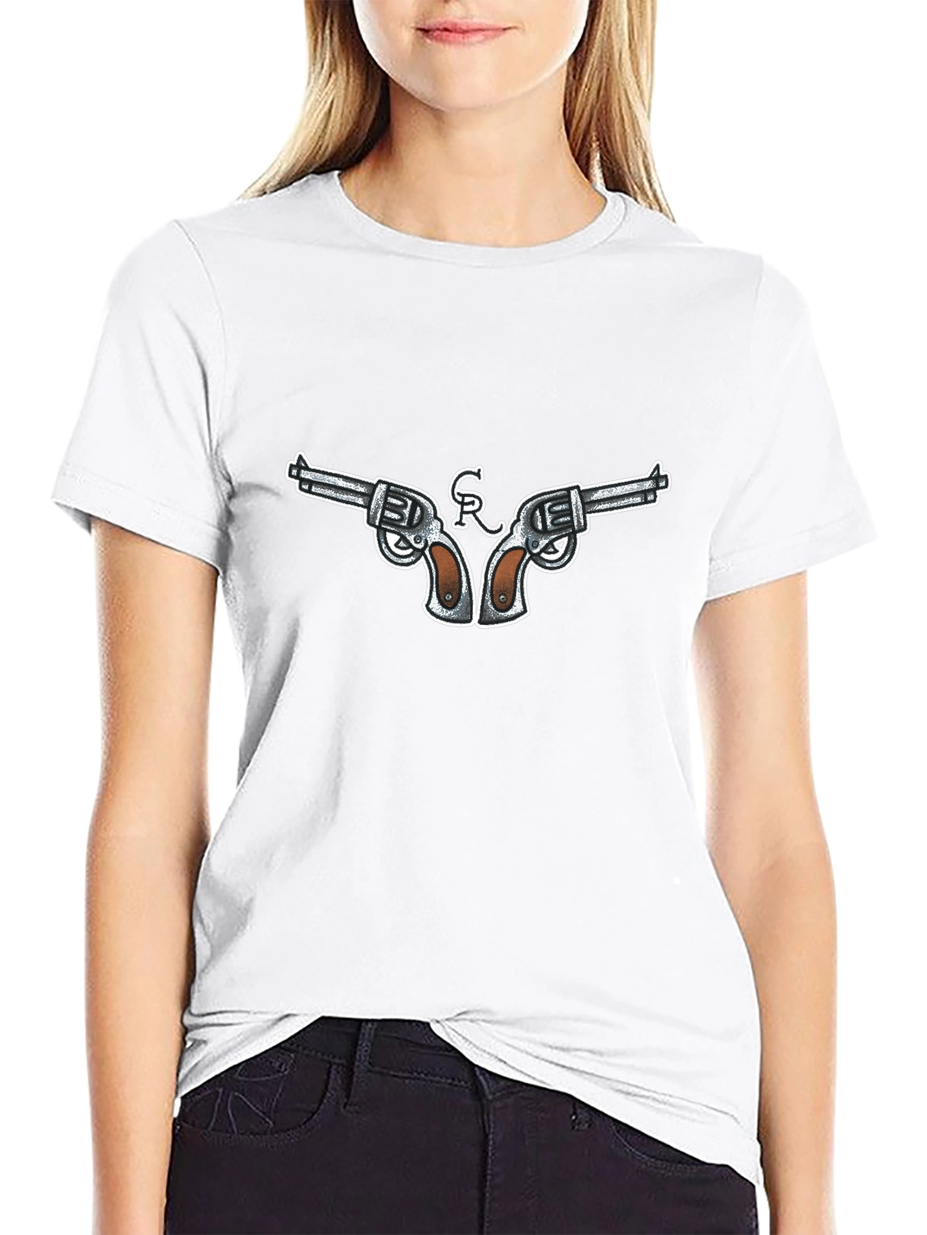 Cool Gun Design Black T-Shirt